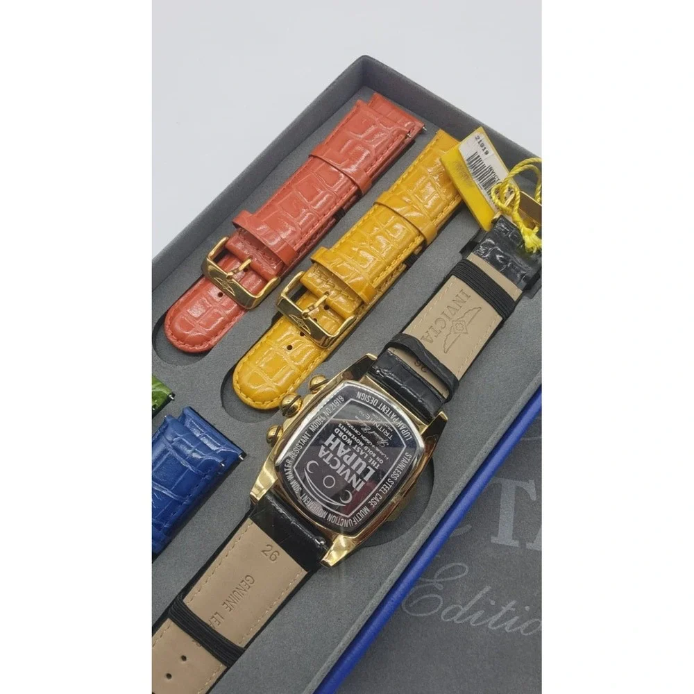 Invicta Lupah 21919 Men's Quartz Watch Gold Stainless Steel 5 Leather Straps